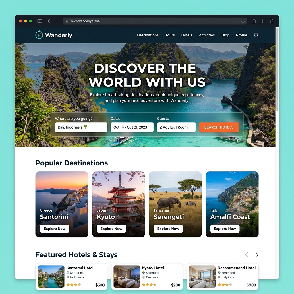 Wanderly – Travel & Luxury Hotel Booking Portal